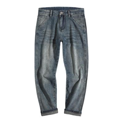 2025新款修身锥形小脚牛仔裤男款冬季休闲百搭水洗美式复古长裤