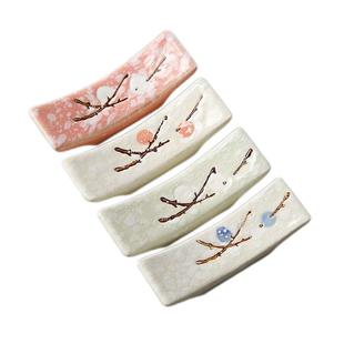 日式梅花筷托 陶瓷筷子托筷枕创意厨房筷拖餐具勺子筷子架