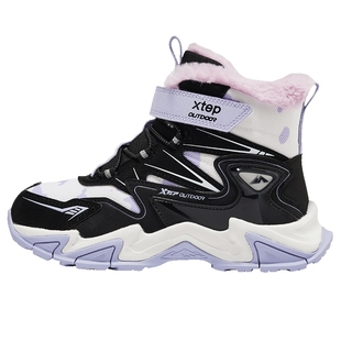 特步儿童冬季大棉女童鞋加绒保暖加厚中大童高帮运动鞋棉鞋子