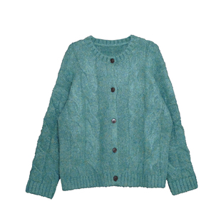 荒荒家麻花毛衣外套2025秋冬新款韩版厚实纯色简约套头针织开衫女