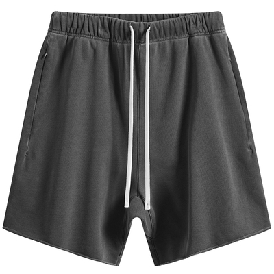 欧美高街纯色短裤宽松毛边五分裤