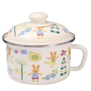 搪瓷快餐杯食品级泡面碗大容量搪瓷杯带盖可加热奶杯茶杯搪瓷缸