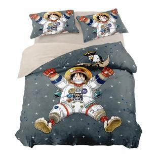 海贼王路飞牛奶绒床品3四件套索隆宝宝绒儿童房宿舍保暖加厚被套2