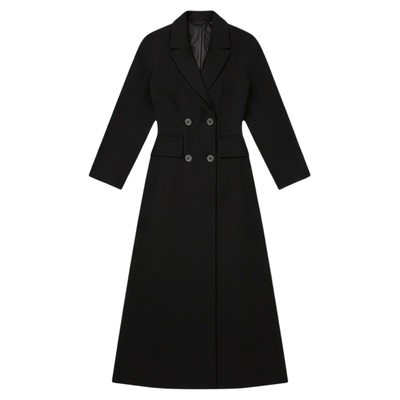 冬季新款大码女装赫本风加棉毛呢外套收腰长款气质呢子大衣25169