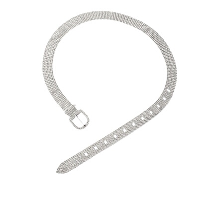 Darkblue男女水钻金属嘻哈腰带