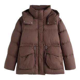 鸭鸭连帽短款羽绒服女2025冬季新款时尚收腰显瘦90鸭绒保暖外套YZ