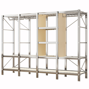 不锈钢衣柜家用卧室加粗全钢架折叠组装结实耐用收纳防尘简易衣柜