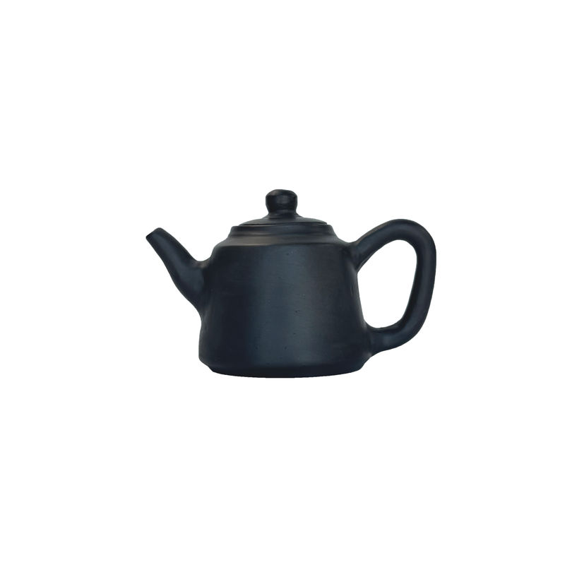 纯手工土窑柴烧非遗黑陶泡柒茶壶