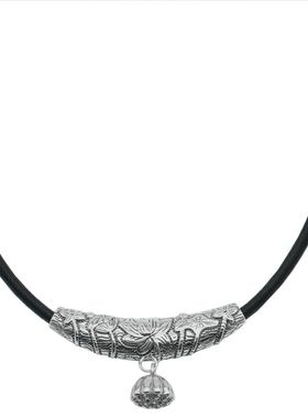 北桑设计新品子墨家手作s925银复古莲花弯管吊坠文艺民族风项链