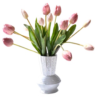 仿真花束手感保湿郁金香高档插花客厅蛋糕装饰假花摆设干花粉色