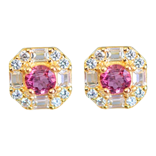 碧玺耳钉女东海水晶玛瑙翡翠宝玉石耳环彩虹裸石散珠耳坠玄学耳饰