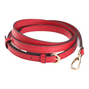 适用MK蔻驰包包斜挎包带子平细纹正大红色长肩带真皮1.8宽银黑扣