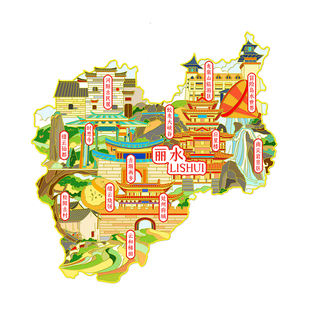 （有版权）浙江丽水城市金属冰箱贴古堰画乡蛟龙大峡谷文创纪念品