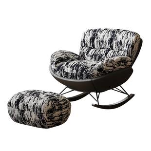 水墨中古风蛋壳摇摇椅布艺复古阳台家用休闲椅单人沙发椅懒人沙发