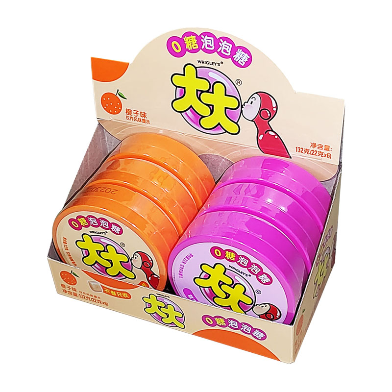 大大新品0糖泡泡糖22g草莓橙子味不卷只吹怀旧零食超人水果口香糖