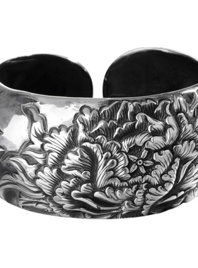 云南原创宽面开口复古手工银饰品