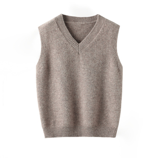儿童纯色羊毛马甲男宝V领内搭无袖毛衣女童秋冬内搭针织背心