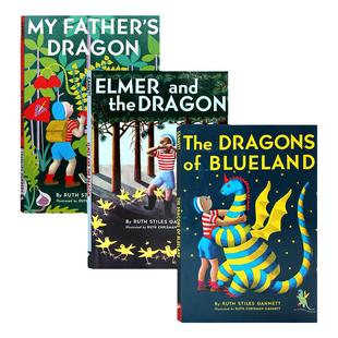 我爸爸的小飞龙英文原版 My Father's Dragon 系列 3册 纽伯瑞银奖 儿童文学小说章节书 儿童桥梁书 青少年课外读物世界儿童文学