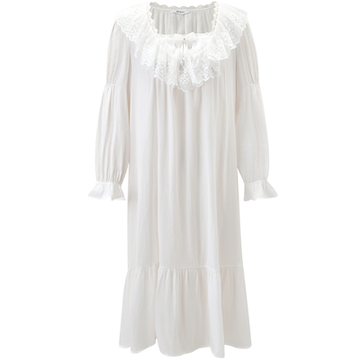 商场同款MYBODY新款睡裙长袖宫廷风刺绣蕾丝丝滑法式公主风家居服