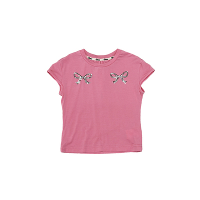 Qimoo淇木25夏季新款童装女童蝴蝶结珠片刺绣舒适T恤QSS2TP205B