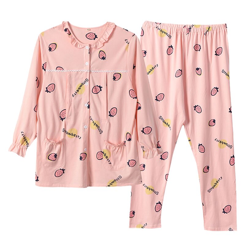 大码月子服纯棉哺乳睡衣春秋冬款