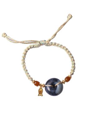 天然和田玉青花籽料平安扣原创编织款手链手绳男女款玉石手串饰品