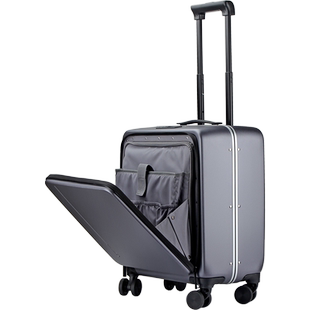 翻译官前开盖行李箱女小侧开口拉杆箱多功能商务皮20寸旅行登机箱