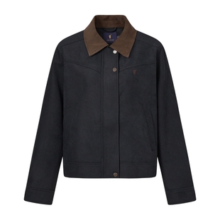 POLOWALK女式外套2025秋季新品复古风女装撞色翻领休闲百搭外套