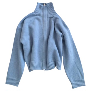 韩系时尚简约翻领拉链开衫上衣女2026春季新款设计感宽松显瘦外套