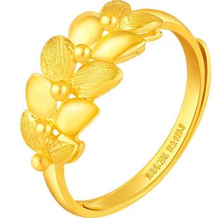 赛菲尔黄金戒指 幸福橄榄枝999.9足金时尚指环女款新品 简约送礼