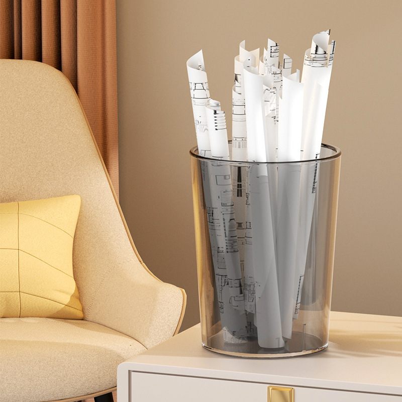 透明垃圾桶大号塑料家用卧室厕所轻奢醒办公室卫生间客厅分类花桶