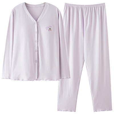 芬腾可安春秋纯棉带胸垫睡衣套装