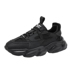 马克华菲老爹鞋男新款休闲男鞋春季黑色透气运动网鞋男士增高鞋子