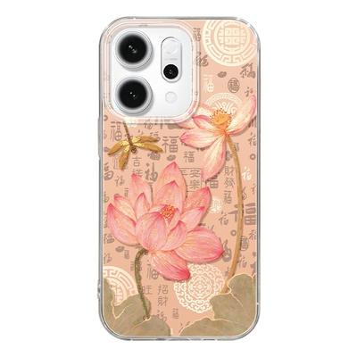 适用opporeno14手机壳reno13新款reno14pro外壳reno9女款硅胶reno12高颜值pro粉色荷花2025高级感10全包8防摔