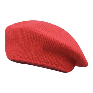 MONA张绮贤同款贝雷帽女显脸小帽子网红英伦风百搭红色针织毛线帽