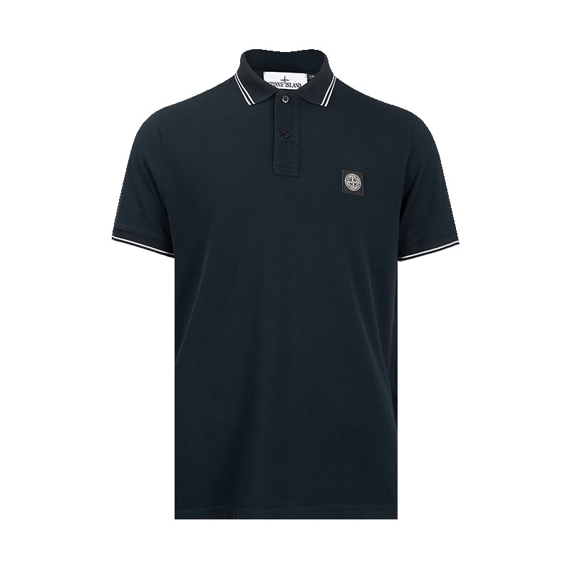STONEISLAND条纹纽扣短袖Polo衫