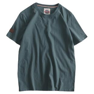 纯棉水洗磨毛面料男士体恤外贸工厂尾货男纯色全棉短袖t恤男装