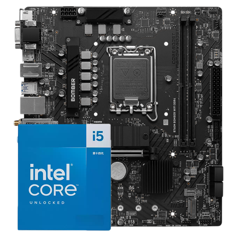 英特尔i5 12490F/13490F/14490F微星b760迫击炮电脑主板cpu套装