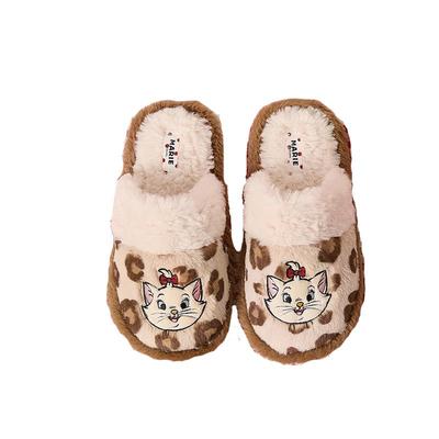 Gukoo/果壳拖鞋女冬季毛绒保暖新款迪士尼联名女士豹纹居家棉拖鞋