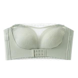前扣无肩带抹胸内衣女防滑聚拢夏季薄款大胸显小防下垂裹胸文胸罩