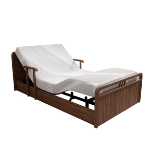 老人智能电动床家用加厚斜坡床垫辅助坐起全自动升降实木滑轮移动