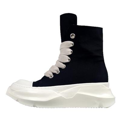 ro坦克底帆布同款休闲系带高帮鞋