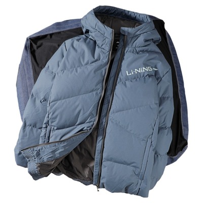 李宁运动羽绒服男2024冬季新款运动保暖连帽防风外套夹克AYMU079