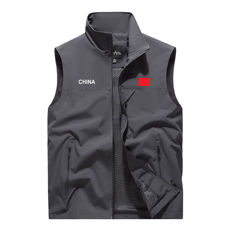 春秋男工装多袋防泼水立领马甲