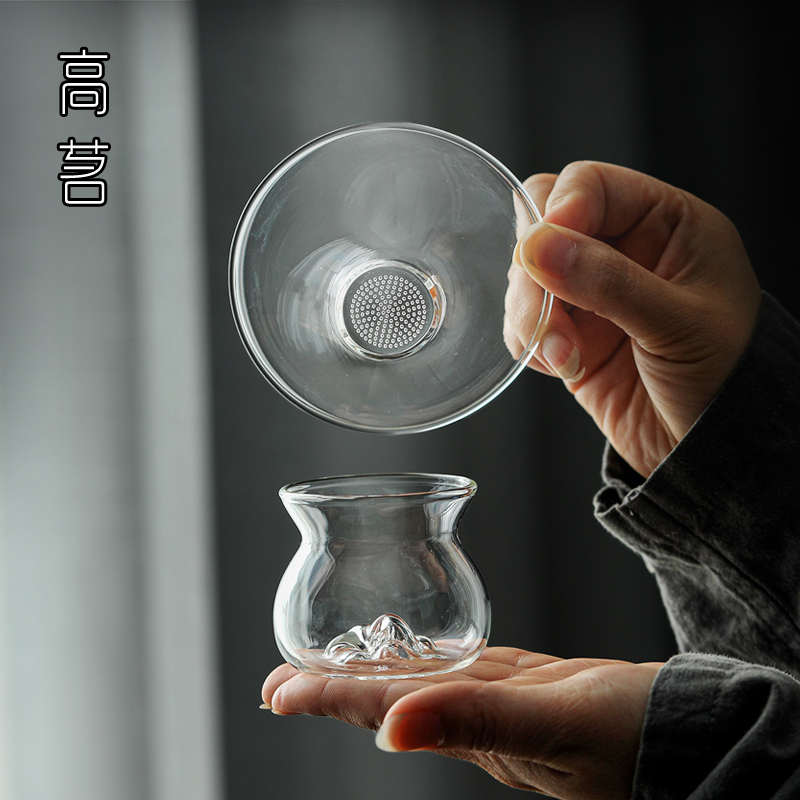 玻璃茶漏茶滤一体功夫茶茶具高档公道杯漏斗滤茶器泡茶过滤网公杯