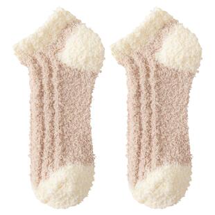 珊瑚绒袜子女新款秋冬季加厚保暖产后月子袜居家地板袜睡眠短袜男