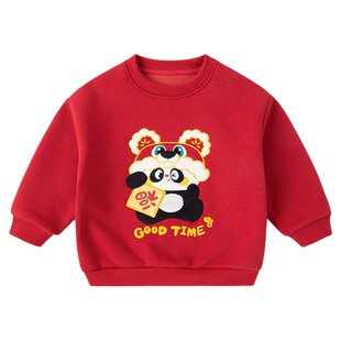 嘟嘟家宝宝年装男童年服新中式女童拜年服宝宝卫衣红色女宝上衣冬