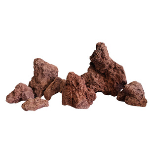 红色大块火山石鱼缸造景石火山岩颗粒罗汉鱼水族过滤培菌砌墙装饰