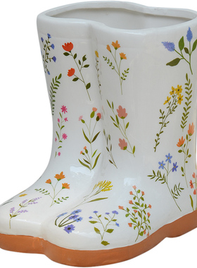 外贸出口陶瓷靴子花园装饰摆件