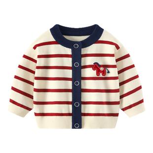 男宝宝春秋套装男童外套儿童分体两件套春装婴儿马年针织外出衣服